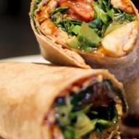 Bbq Chicken Wrap · Sliced chicken breast with melted cheddar cheese, BBQ sauce with romaine lettuce, and sliced...