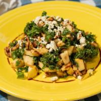 Insalata Di Cavolo Verde · Kale salad with gorgonzola, pears, and walnuts