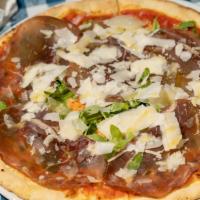 Carpaccio · With tomato, mozzarella, rucola, bresaola and shaved parmigiano reggiano