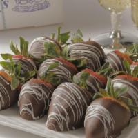 Chocolate Covered Strawberries · One lb. One pound, about ten per pound. Fresh strawberries dipped in Belgian chocolate.