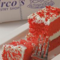 Red Velvet Slice · Red velvet cake with our famous Cream cheese icing.