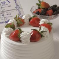 Strawberry Short Cake · Seven inches serves 8 to 10. Strawberry filled vanilla cake coated with fresh whip cream, to...