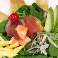 Poke Salad · Choice of: Salmon/ Ahi Tuna/ Spicy Tuna/ Spicy Salmon Marinated raw fish with Avocado, Seawe...