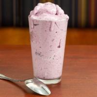 Health Shake · Vanilla nonfat frozen yogurt, soy milk, bananas, strawberries and blueberries.