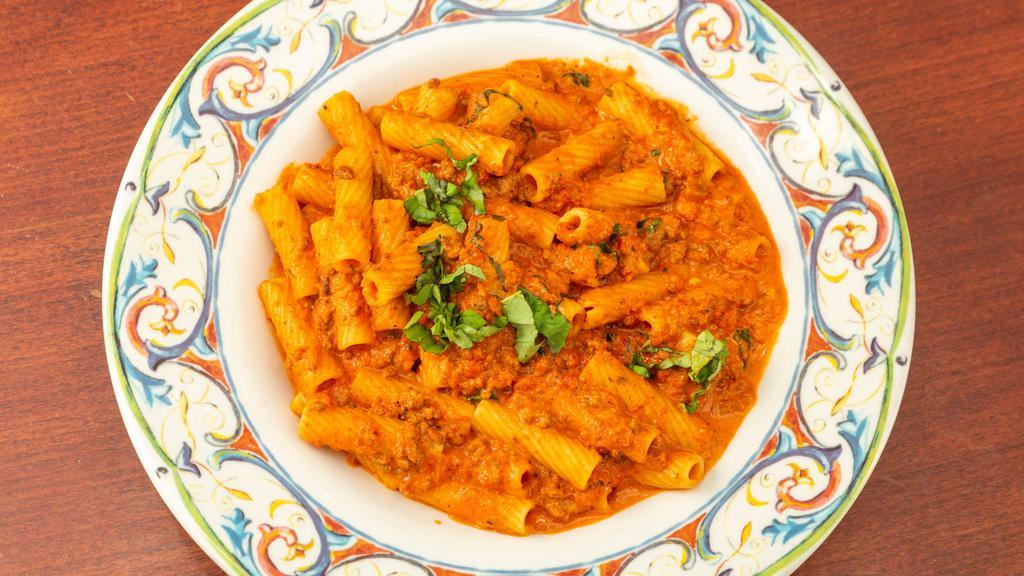 Rigatoni Bolognese · Rigatoni in our country style meat sauce.