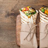 Garden Wrap · Wrapped filled with avocado, cucumber, roasted peppers, sun dried tomatoes with olive oil, l...