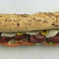 Uncle Vinny'S Grilled Italian Sub - Family Favorite!! · Customer Favorite: A large Fresh Baked Sub Roll lightly grilled layered with Ham, Genoa Sala...
