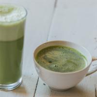 Matcha Latte · Matcha tea, fresh almond milk, sweet spices