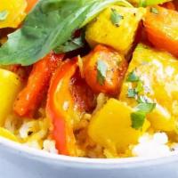 Yellow Or Matsaman Curry Tofu · Mixed vegetables and steamed tofu simmered in coconut milk and yellow or massaman curry past...