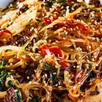 Japche (Serve 1-2) · Stir-fried Sweet Potato Noodles with Vegetables, Mushroom, and Bugogi(beef) based on soy sau...