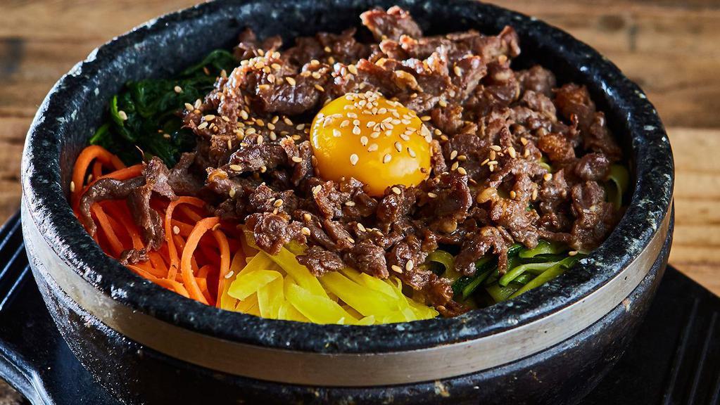 Bibimbap - Bulgogi (Beef) · Pan Fried Bulgogi on top / Steamed Rice served with Cooked vegetables (Carrot, Spinach, Zucchini, Mushroom, Pickled Radish
Egg Yolk, Sesame Seed on top  //  Red Pepper Paste On the Side
*** Delivery - Fried Egg ***