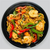 Lo Mein Noodles · (v) thick lo mein noodles with bell peppers, onions, and bean sprouts, select choice of broc...