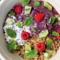 Açaí Bowl · Coconut yogurt, granola, berries, chia seeds, cacao nibs, mint