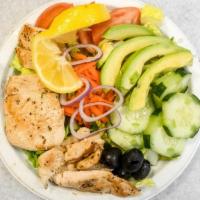 Chicken Salad Platter · Mixed Greens, Coleslaw, Pickle, Olives, Tomato & Onion.