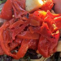 Antipasto Salad · Romaine lettuce, ham, salami, provolone, red onion, tomatoes, marinated artichoke hearts, mi...