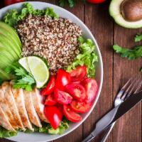 Quinoa And Meat Bowl · Quinoa, grilled chicken, and your choice of tasty toppings.