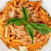 Penne Vodka · Penne tossed in our homemade vodka sauce and parmesan cheese.