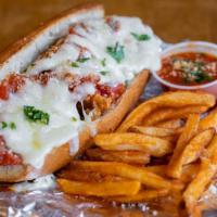 Chicken Parmesan Hero · Served with marinara sauce with melted mozzarella cheese.