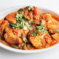 Chicken Jalfrazi · Boneless chicken sautéed with tomatoes, onions and bell peppers.