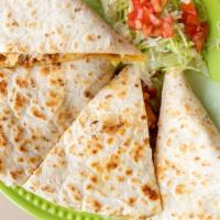 Quesadilla  Veggies  · your choice of Flour, wheat, or Corn Tortilla folded with Mexican string cheese, muenster ch...