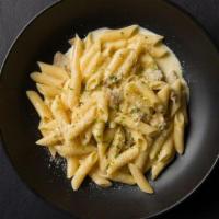 Clam Sauce Penne · Penne style pasta beaded with fresh warm clam sauce. Customer's also choose their sauce. Ser...