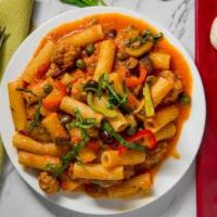 Mushroom Ziti · Ziti style pasta beaded with diced cooked mushrooms. Customer's choice of red or white sauce...