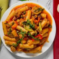 Ziti Ala Vodka · Ziti style pasta beaded with famous vodka sauce. Served with Italian bread and butter.