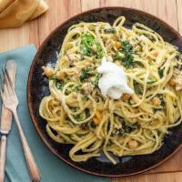 Broccoli Garlic Olive Oil Spaghetti · Spaghetti style pasta beaded with cooked broccoli and olive garlic olive oil. Served with It...