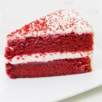 Red Velvet · Red velvet slice of cake.