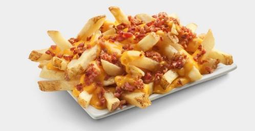 Cheese & Bacon Fries · Cheddar cheese sauce and bacon.