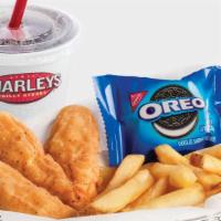 Kids' Meal · 3 chicken strips served with original fries, small drink and oreo two pack.