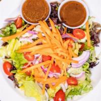 O'Keefe'S House Salad · Mixed greens, tomato, cucumber, carrots & onion served with house vinaigrette.
