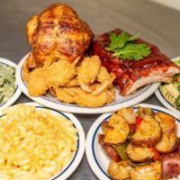 Super Combo · 8 pieces of rotisserie chicken, 1 lb. of fried shrimp, large BBQ ribs, 4 large sides. Serves...