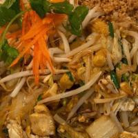 Pad Thai · Nuts. Stir-fried small rice noodle with (your choice below), egg, ground peanut, fried tofu,...