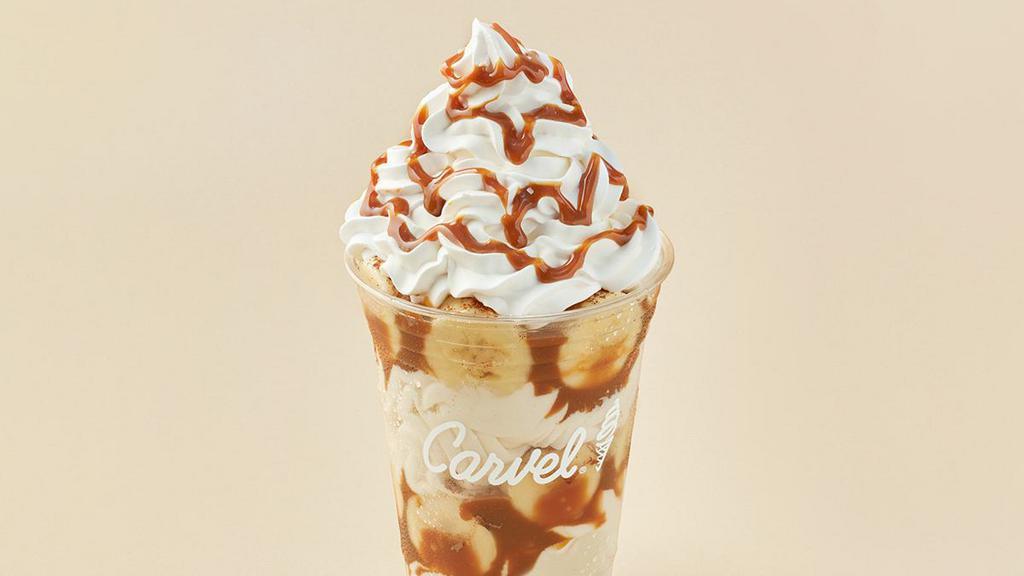 Bananas Foster Sundae Dasher®  · Layers of bananas, vanilla ice cream and caramel topped with whipped cream and caramel drizzle.