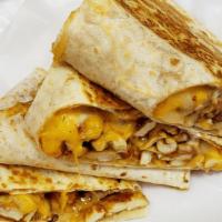 Chicken Quesadilla · Served with grilled chicken and tomatoes. Includes salsa and sour cream on the side.