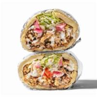 Gyro Pita · Rotisserie Juicy! Gyro, served in a pita with lettuce, tomato, pickled onions & white sauce