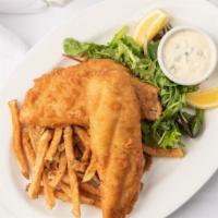 Fish & Chips · Beer battered with our freshly cut homemade chips.