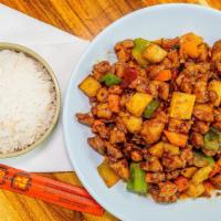 Kung Pao Diced Chicken [宫保鸡丁] · Contain peanuts.