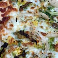 Brussel Sprouts - Full Pan · Seasoned Brussel sprouts, caramelized onions, mozzarella