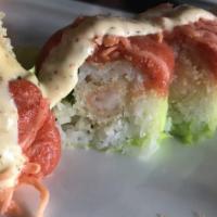 Out Of Control Roll · Shrimp tempura and cucumber topped with crunchy spicy tuna and kani.