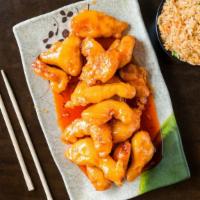 Honey Chicken · Hot & spicy. Chunk breaded chicken lightly fried with hot sauce. This dish was created by pe...