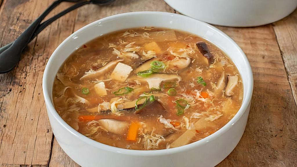 Hot & Sour Soup · Hot and sour soup with mix vegetables or meat.