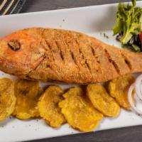 Pargo Frito · Whole snapper, lightly tossed in flour, deep-fried.