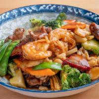Four Season 炒四季 · Beef, Chicken, Roast Pork, Jumbo Shrimp w. Vegetable