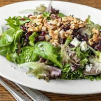 Walnut Salad · organic greens with walnuts, cranberries, and gorgonzola in raspberry vinaigrette.