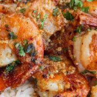 Garlic Shrimp Plate · Served with Rice and Vegetable