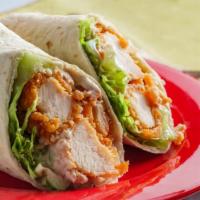 Chicken Parmesan Wrap · Delicious Wrap made with Chicken cutlets, tomato sauce and mozzarella cheese.
