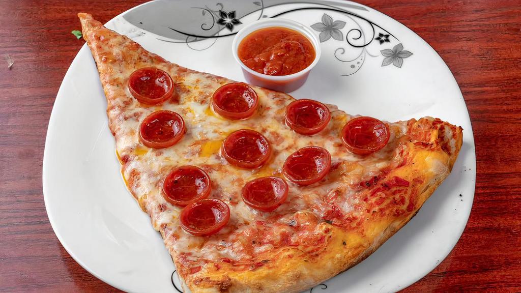 Pepperoni Pizza Slice · Fresh sliced pepperoni, our stewed tomato based
homemade marinara sauce, fresh grande mozzarella
cheese, the finest Parmigiano-Reggiano cheese aged
three years from italy prepared on a tuscan thin crust.