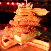 Chicken & Waffle · FRIED CHICKEN BREAST, SWEET RICE FLOUR WAFFLE, PUMPKIN SPICE SYRUP, CINNAMON BUTTER, HASH BR...